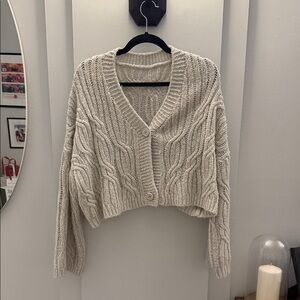 Commense Cream Cable Knit Cardigan